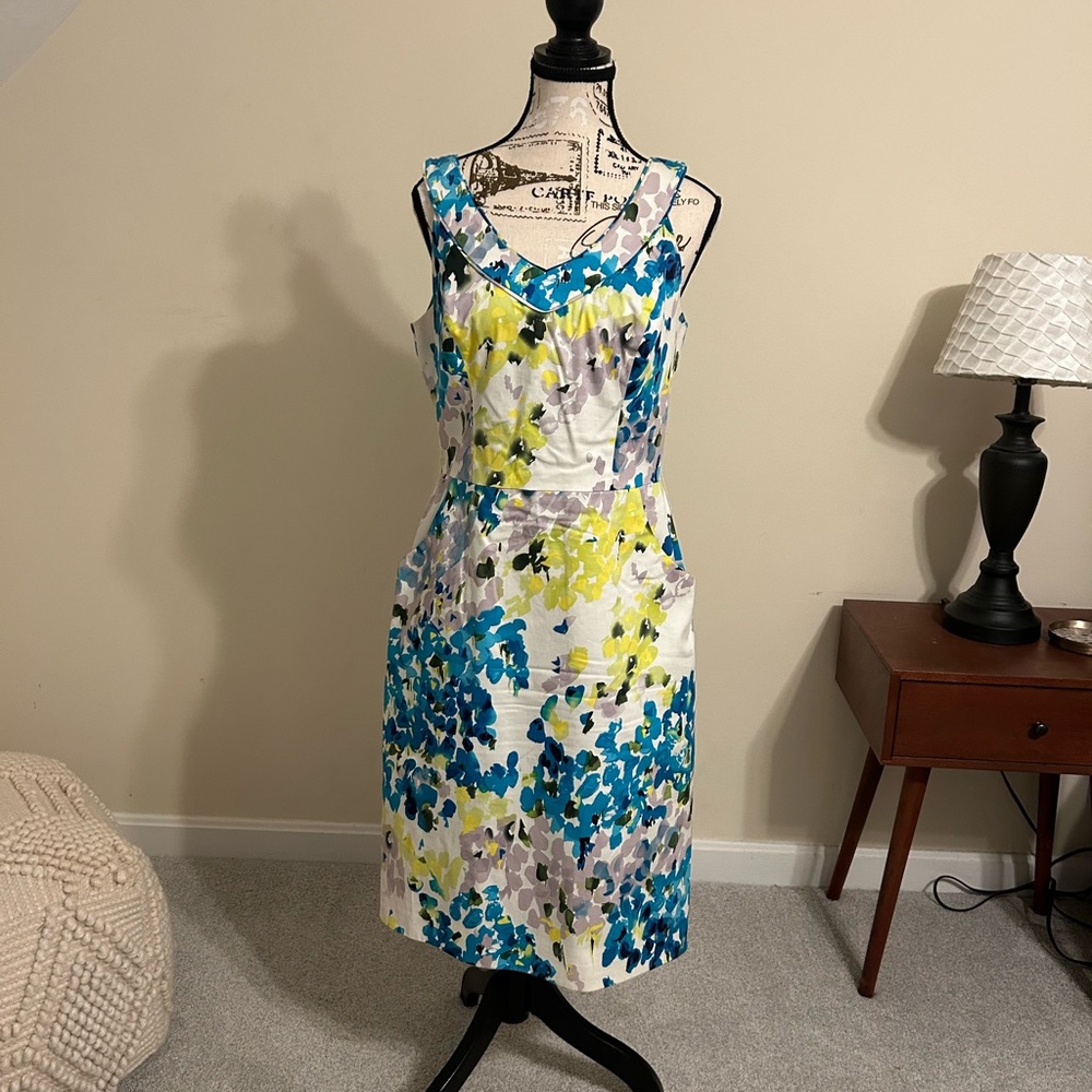 Muse Floral Midi Dress - Blue, Yellow, White